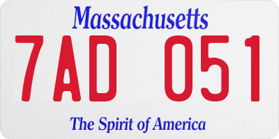 MA license plate 7AD051