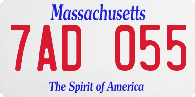 MA license plate 7AD055