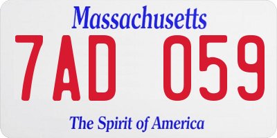 MA license plate 7AD059