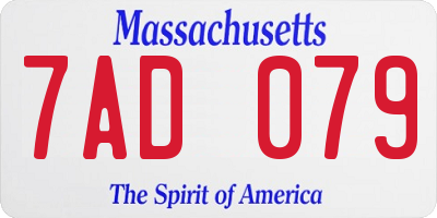 MA license plate 7AD079