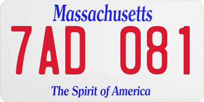 MA license plate 7AD081