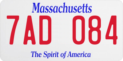 MA license plate 7AD084