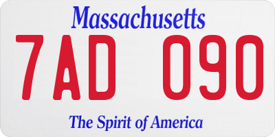 MA license plate 7AD090