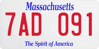 MA license plate 7AD091