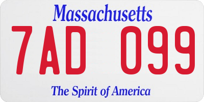 MA license plate 7AD099