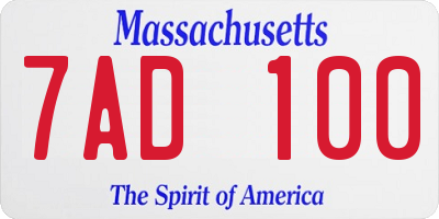 MA license plate 7AD100