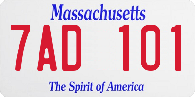 MA license plate 7AD101