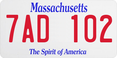 MA license plate 7AD102