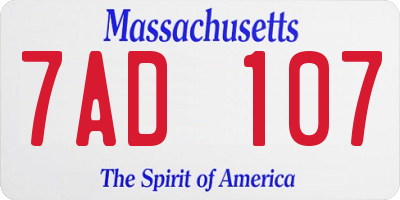 MA license plate 7AD107