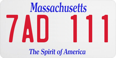 MA license plate 7AD111
