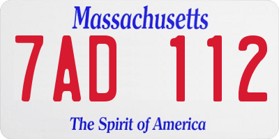 MA license plate 7AD112