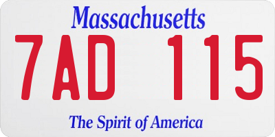 MA license plate 7AD115