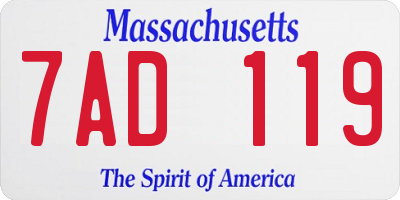 MA license plate 7AD119