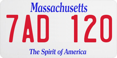 MA license plate 7AD120