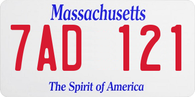 MA license plate 7AD121