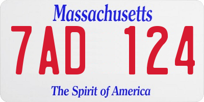 MA license plate 7AD124