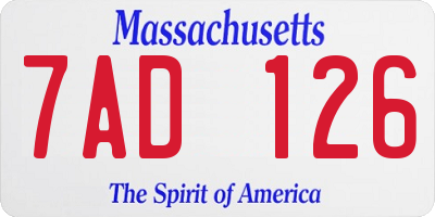 MA license plate 7AD126