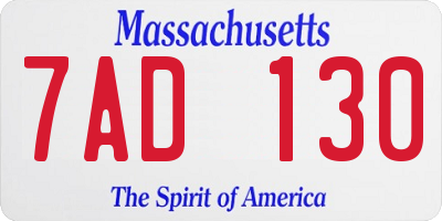 MA license plate 7AD130