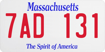 MA license plate 7AD131