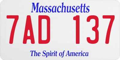 MA license plate 7AD137