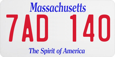 MA license plate 7AD140
