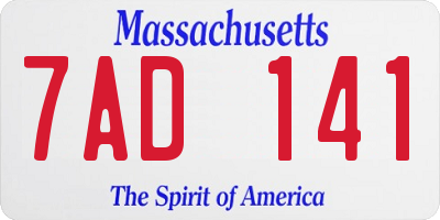 MA license plate 7AD141