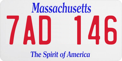 MA license plate 7AD146