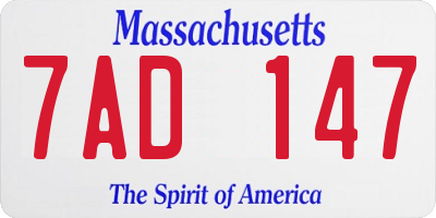 MA license plate 7AD147