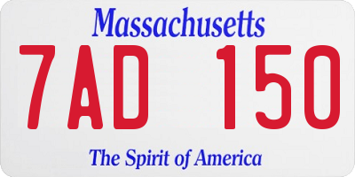 MA license plate 7AD150