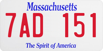 MA license plate 7AD151