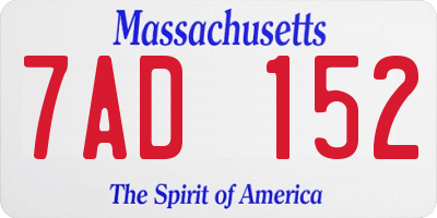 MA license plate 7AD152