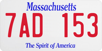 MA license plate 7AD153
