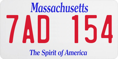MA license plate 7AD154