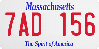 MA license plate 7AD156