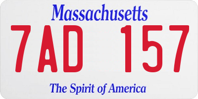 MA license plate 7AD157