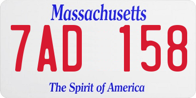 MA license plate 7AD158