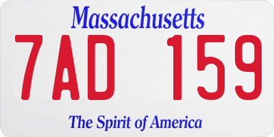 MA license plate 7AD159