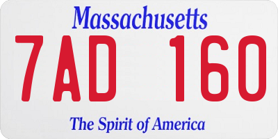 MA license plate 7AD160