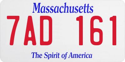 MA license plate 7AD161