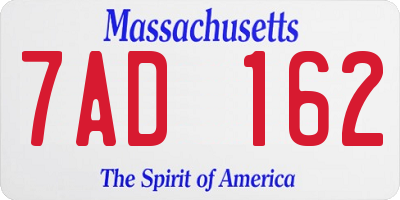 MA license plate 7AD162