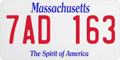 MA license plate 7AD163