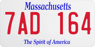 MA license plate 7AD164