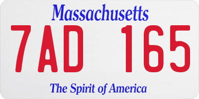 MA license plate 7AD165