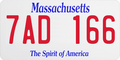 MA license plate 7AD166
