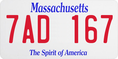 MA license plate 7AD167