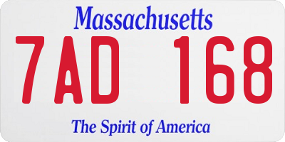 MA license plate 7AD168