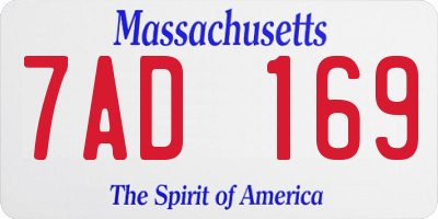 MA license plate 7AD169