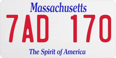 MA license plate 7AD170
