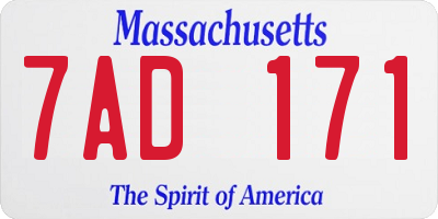 MA license plate 7AD171