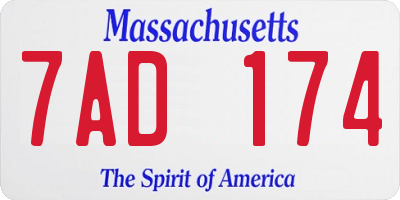 MA license plate 7AD174